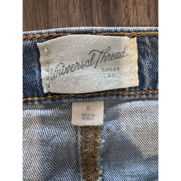 Universal Thread Women's Denim Midi‎ Skirt 6 Blue High Rise Front Slit Raw Hem - Picture 5 of 6